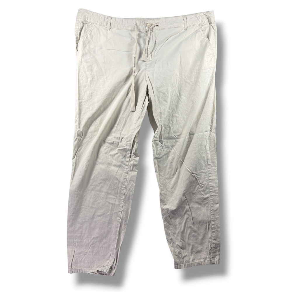 Liz Claiborne Womens Beige Khaki Drawstring Chino Pants Size 18 Straight Leg